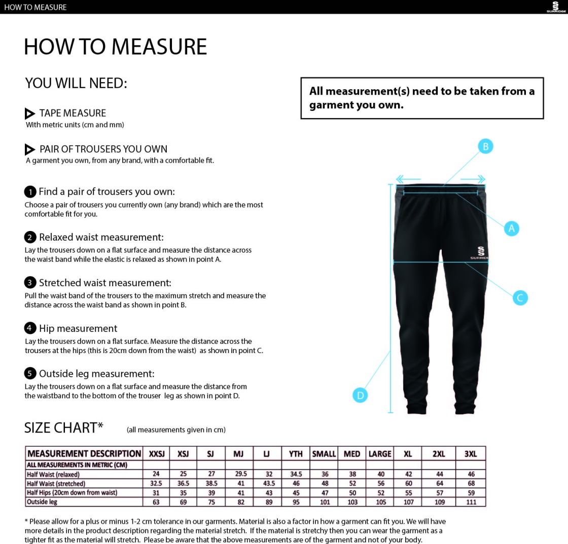 Gresham's School 2nd XI CC Tek Slim Pant - Size Guide