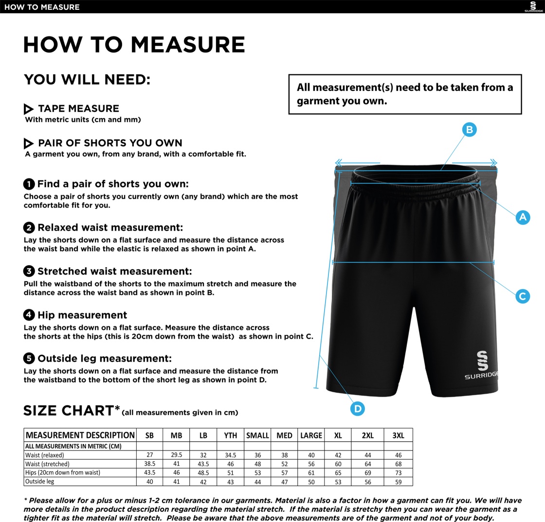 Gresham's School 2nd XI CC Blade Shorts - Size Guide